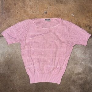 Vintage Pink Short Sleeve Knit Sweater